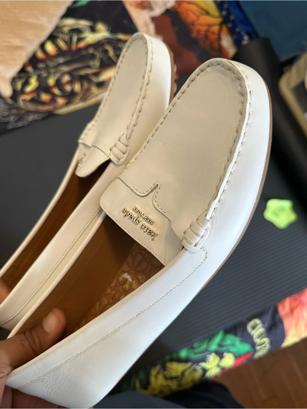 kate spade Cream Leather Penny Loafers